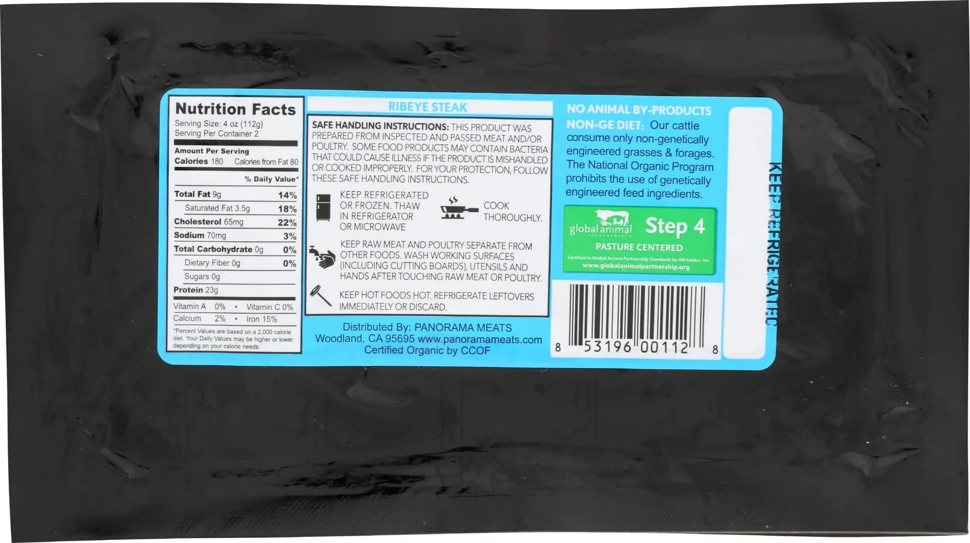 Panorama Organic Grass-Fed Ribeye Steak Step 4 8 oz — product image 2