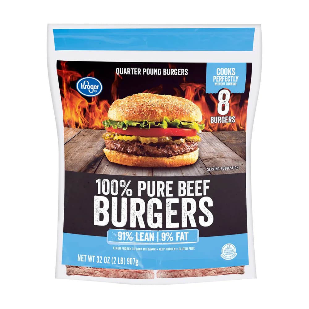 Kroger® 91% Lean Frozen Ground Beef Burger — product image 3