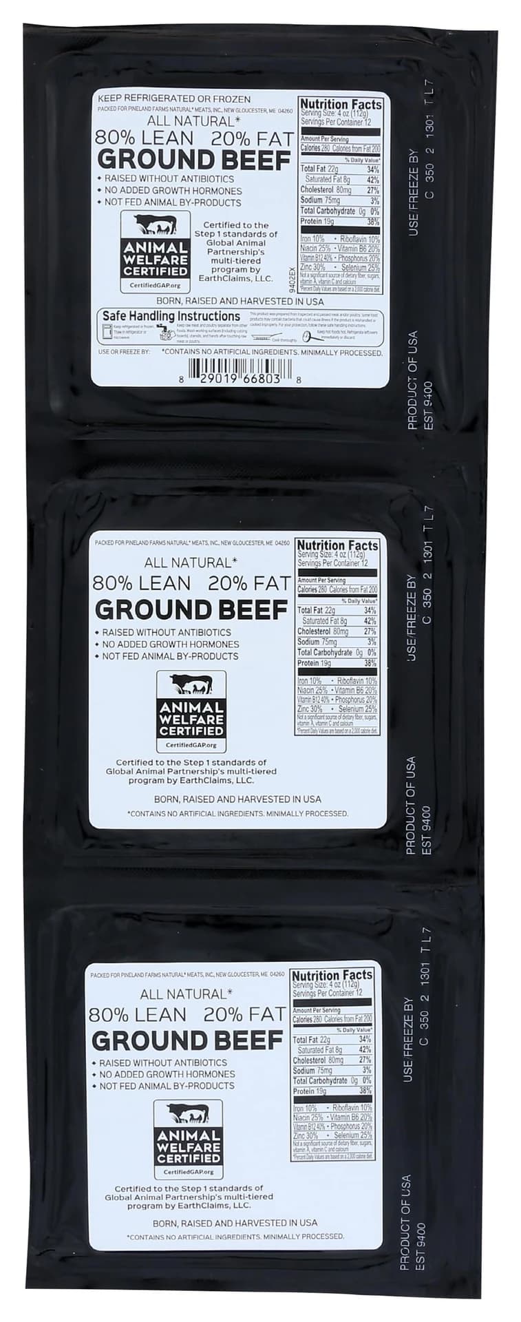 Pineland Farms Natural Meats Value Pack Ground Beef 80/20, 48 oz — product image 2
