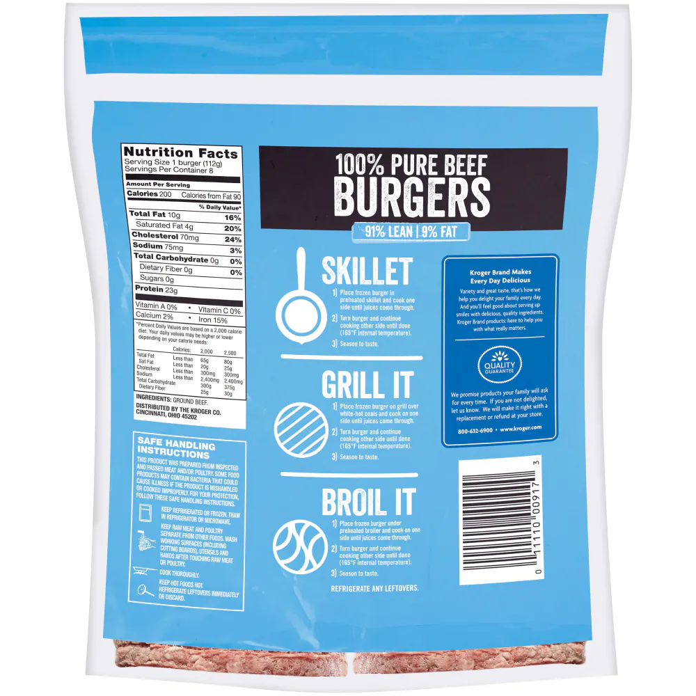 Kroger® 91% Lean Frozen Ground Beef Burger — product image 2