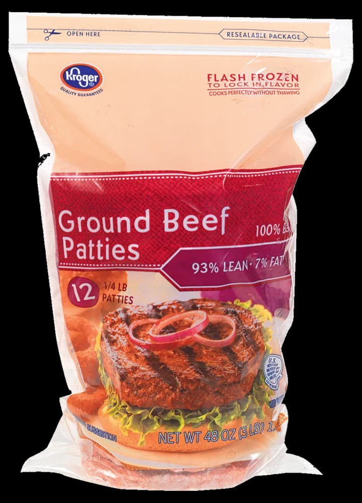 Kroger 93/7 Frozen Ground Beef Patties, 3 lb — product image 1