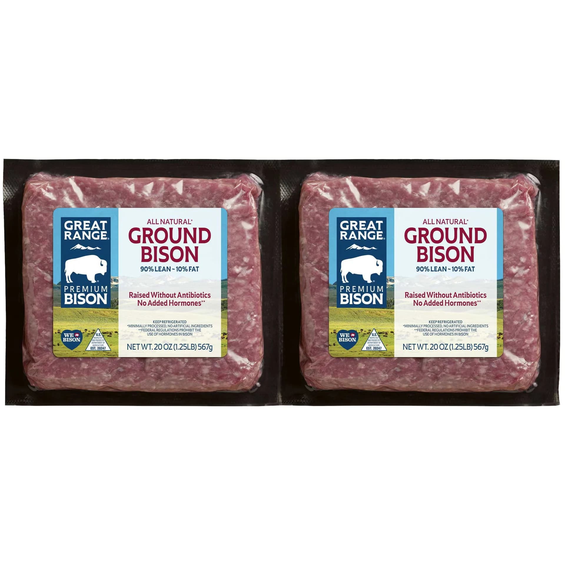 Great Range Ground Bison 90% Lean, 1.25 lbs, 2-count — product image 1