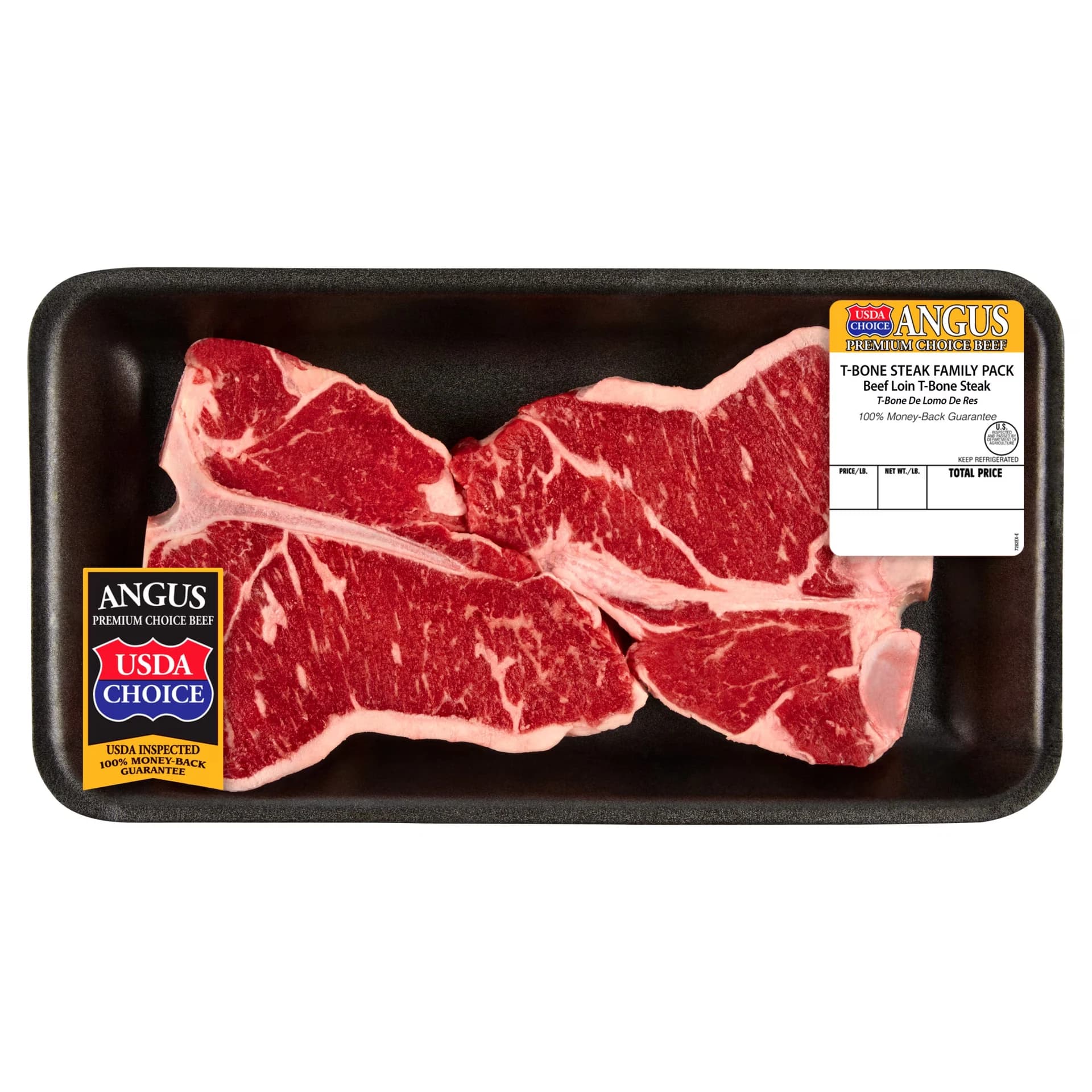 T-Bone Steak, Choice Angus Beef, 2 Bone-In Steaks per Tray, Family Pack, Fresh, 2.0 - 4.25 lb — product image 1