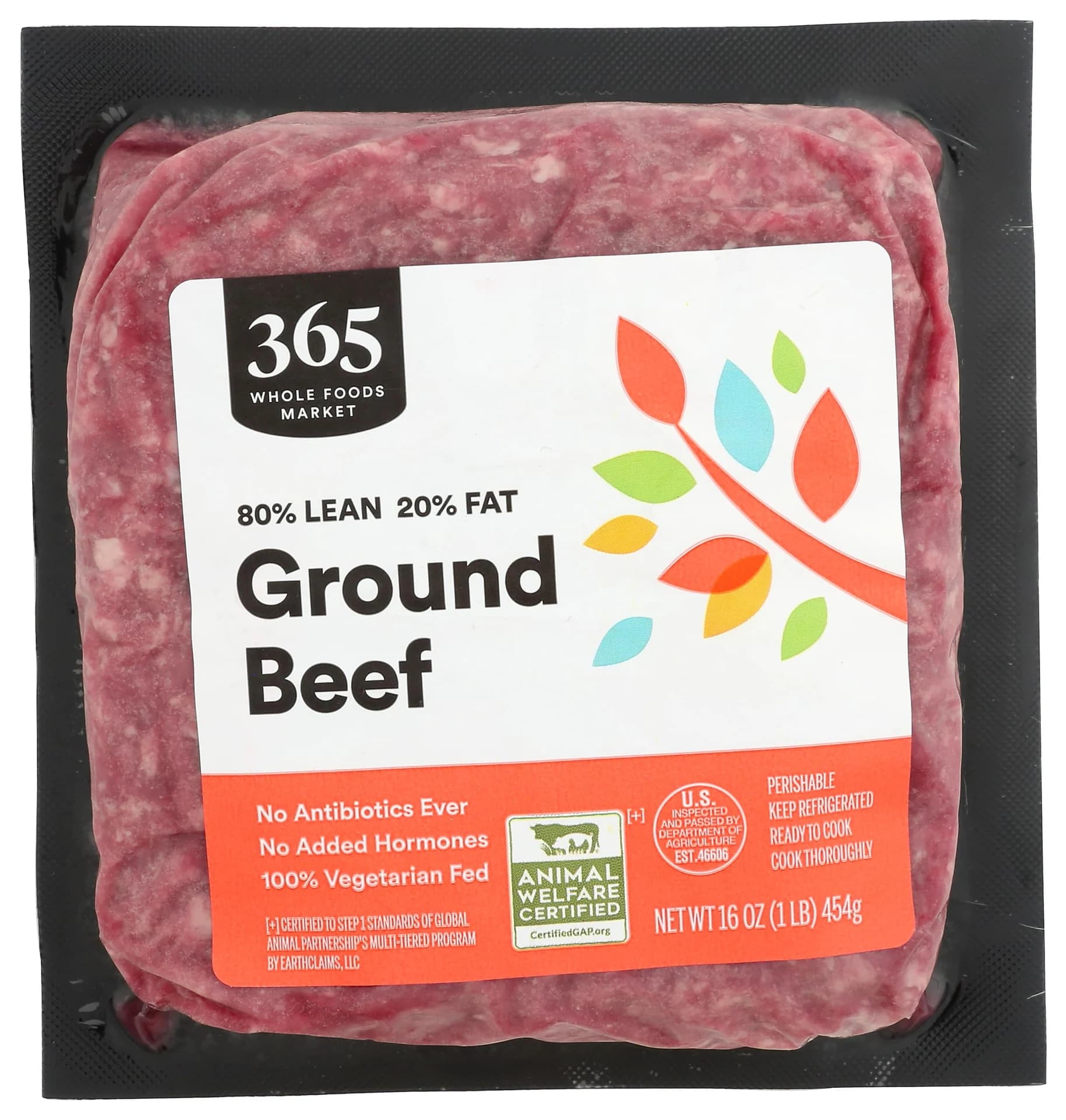 365 by Whole Foods Market Ground Beef 80% Lean/20% Fat, 16 OZ — product image 1