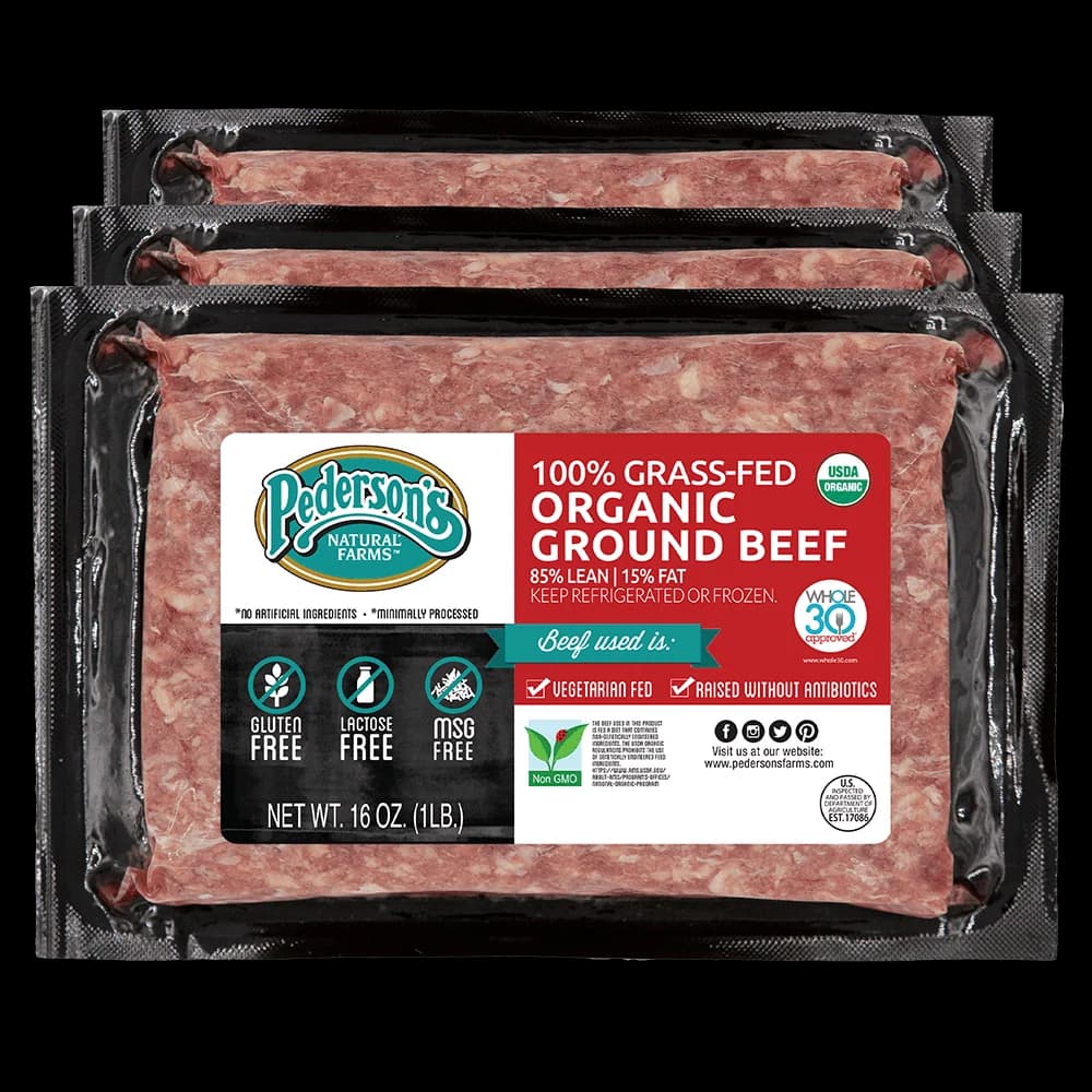 Pederson Natural Farms 100% Grass Fed Organic Ground Beef (12/1 Lb. Per Pack), 12 Total Packs, 12 Lbs. Total — product image 1