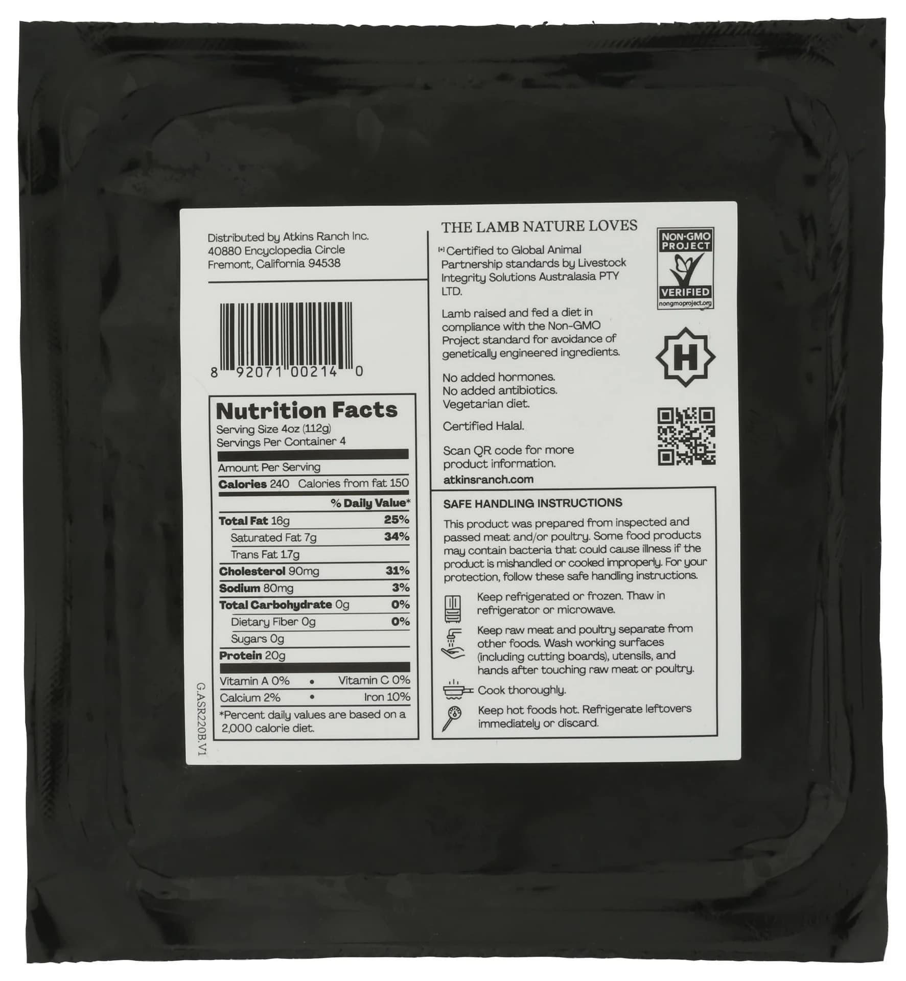 Atkins Ranch Ground Lamb, 1lb — product image 3