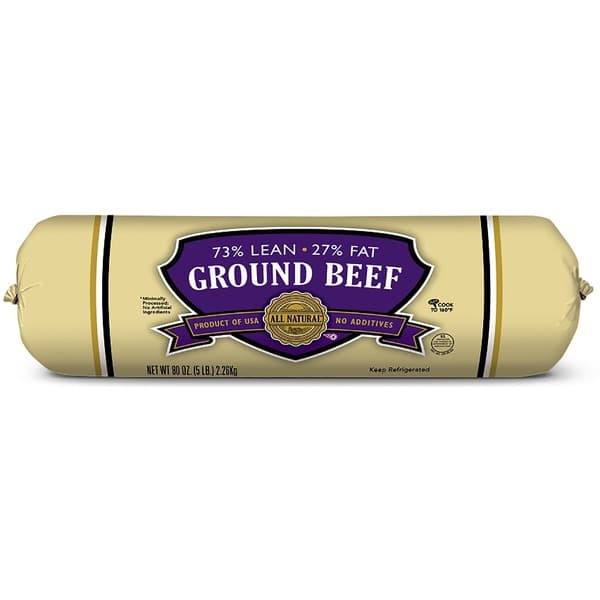 Fresh Ground Beef Chub, 73% Lean / 27% Fat, 5 lb — product image 1