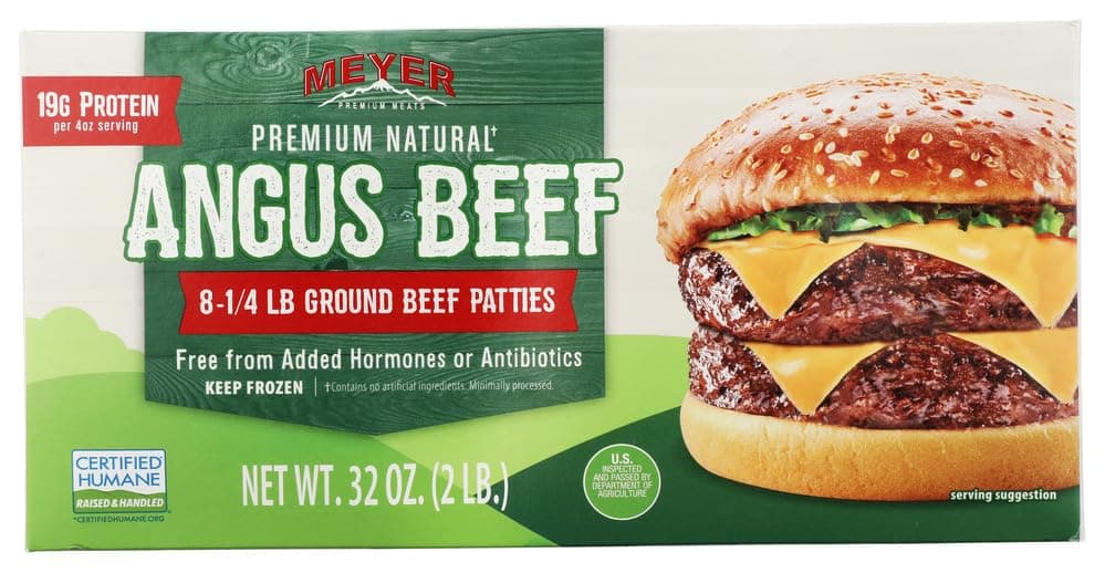 Meyer Natural Angus Frozen Beef Burgers Step 1, 32 oz — product image 1