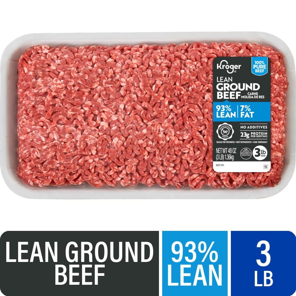 Kroger 93/7 Ground Beef Tray, 3 lb — product image 1