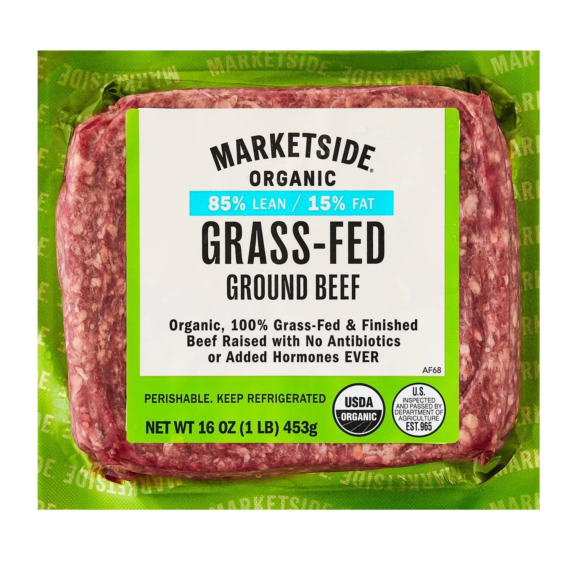 Marketside Organic Grass-Fed Ground Beef, 85% Lean/15% Fat, 1 lb — product image 1