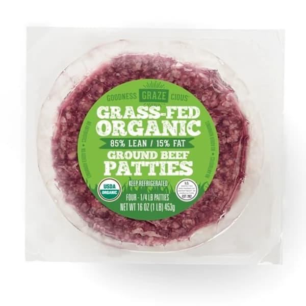 Goodness Grazecious Organic Grass-Fed 85% Lean Ground Beef Patties — product image 1