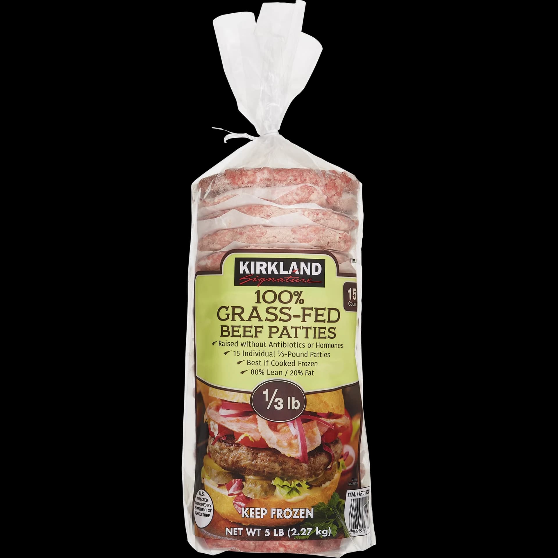 Kirkland Signature Grass-Fed Beef Patties, 1/3 lb Patty, 15-count — product image 1