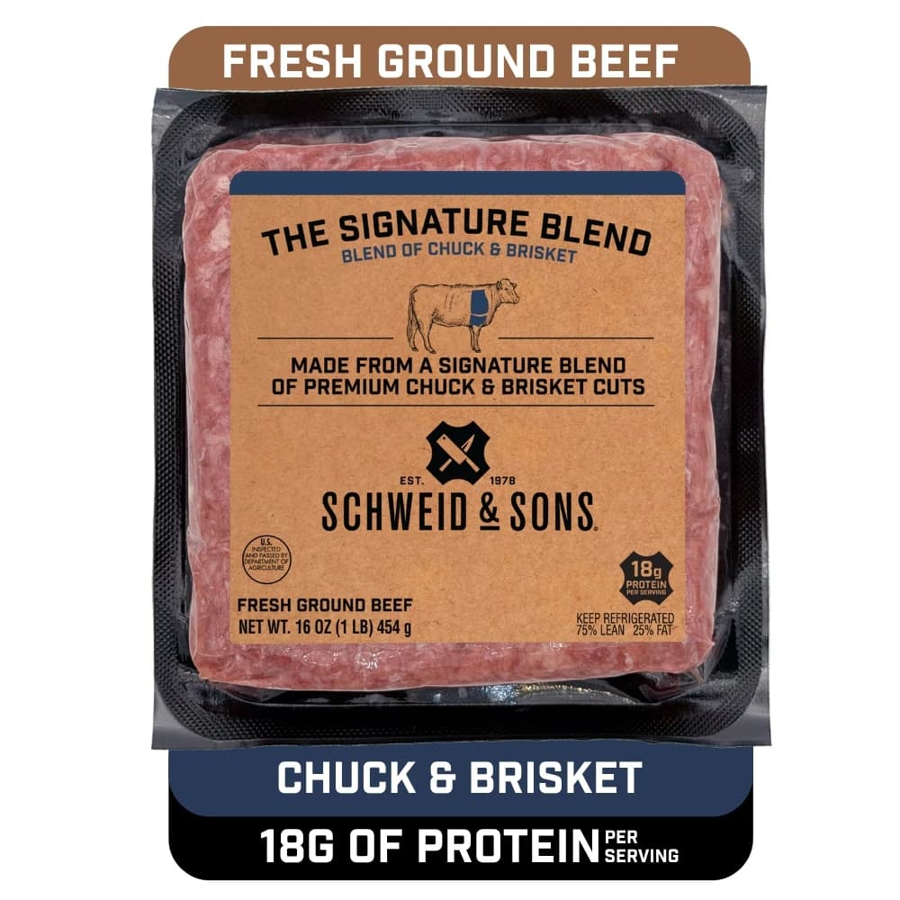 Schweid & Sons The Signature Blend 75/25 Ground Beef Brick, 1 lb — product image 1