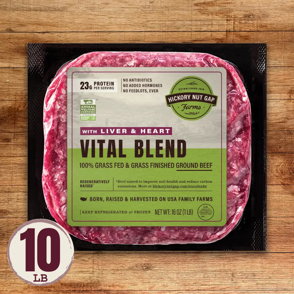 Hickory Nut Gap Frozen Ground Beef Liver Heart 80/20 Pasture Step 4, 16 oz — product image 1