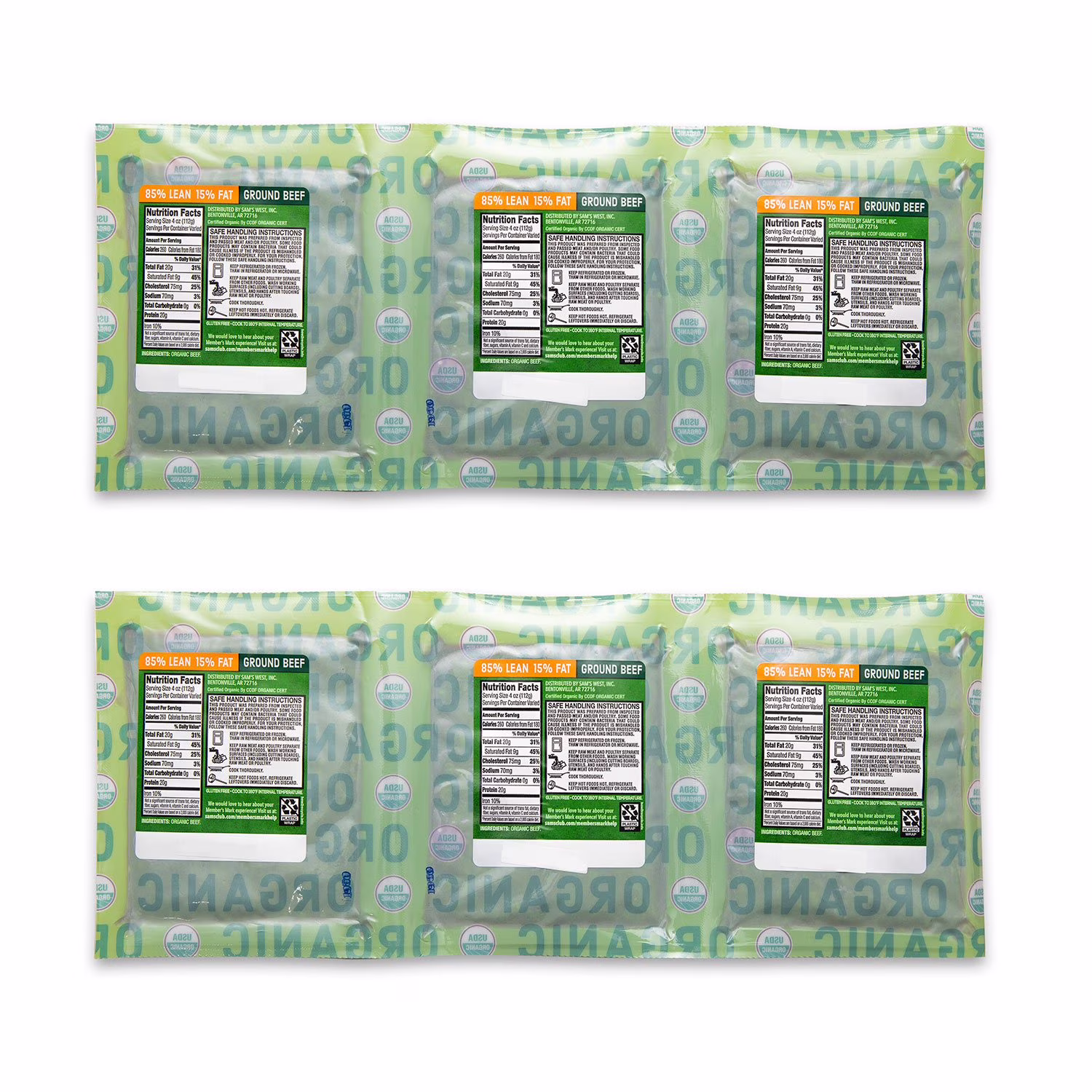 Member's Mark 85/15 Organic Grass Fed Ground Beef, Frozen, 1 lb., 6 pk. — product image 2