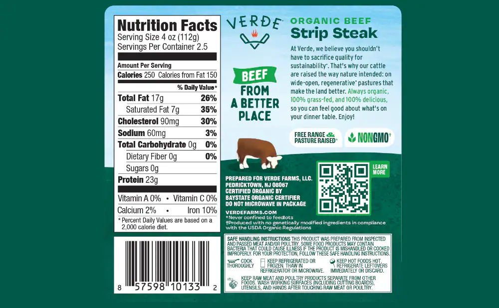 Verde® Organic Beef Strip Steak — product image 4
