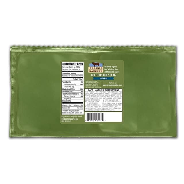 Organic Rancher, Organic Beef Top Sirloin Steak, 100% Grass Fed & Grass Finished, USDA Organic, Pasture Raised Free Range, G.A.P. Step 4, 12 oz — product image 2