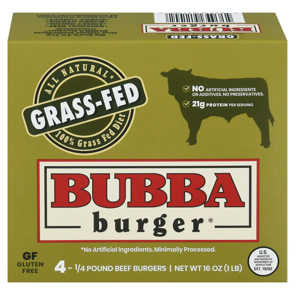 BUBBA All Natural Grass-Fed Beef Patties, 1 lb (Frozen) — product image 1