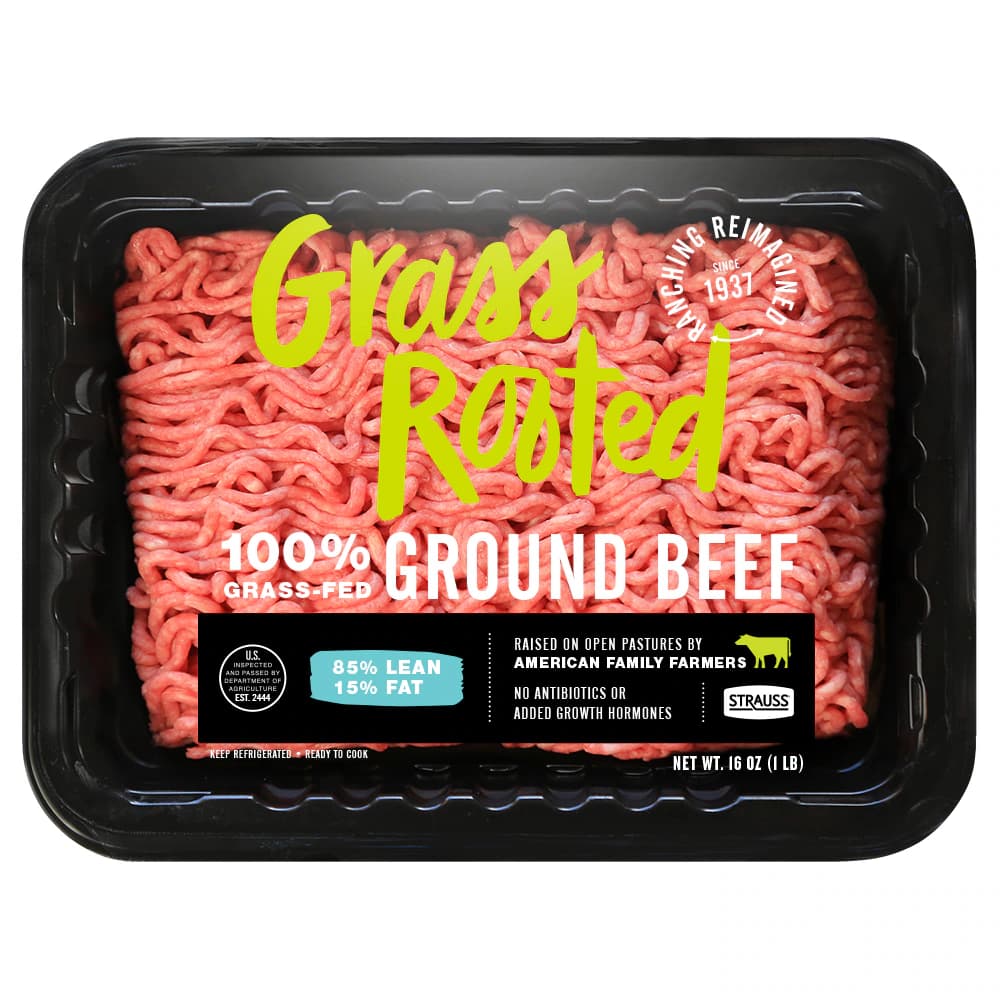 Strauss Grass Rooted 85/15 Grass-Fed Ground Beef, 16 oz — product image 1