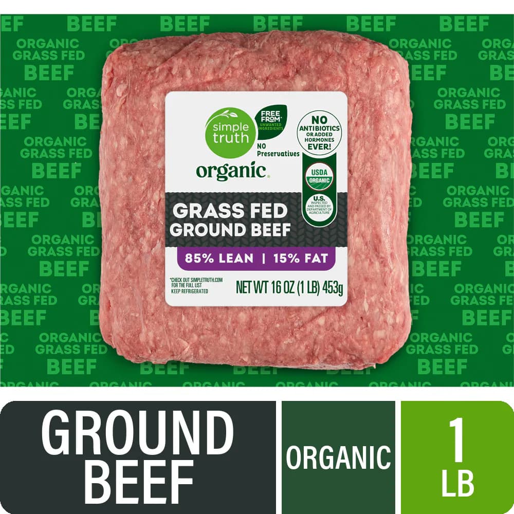 Simple Truth Organic Grass Fed 85/15 Ground Beef 1 LB — product image 1