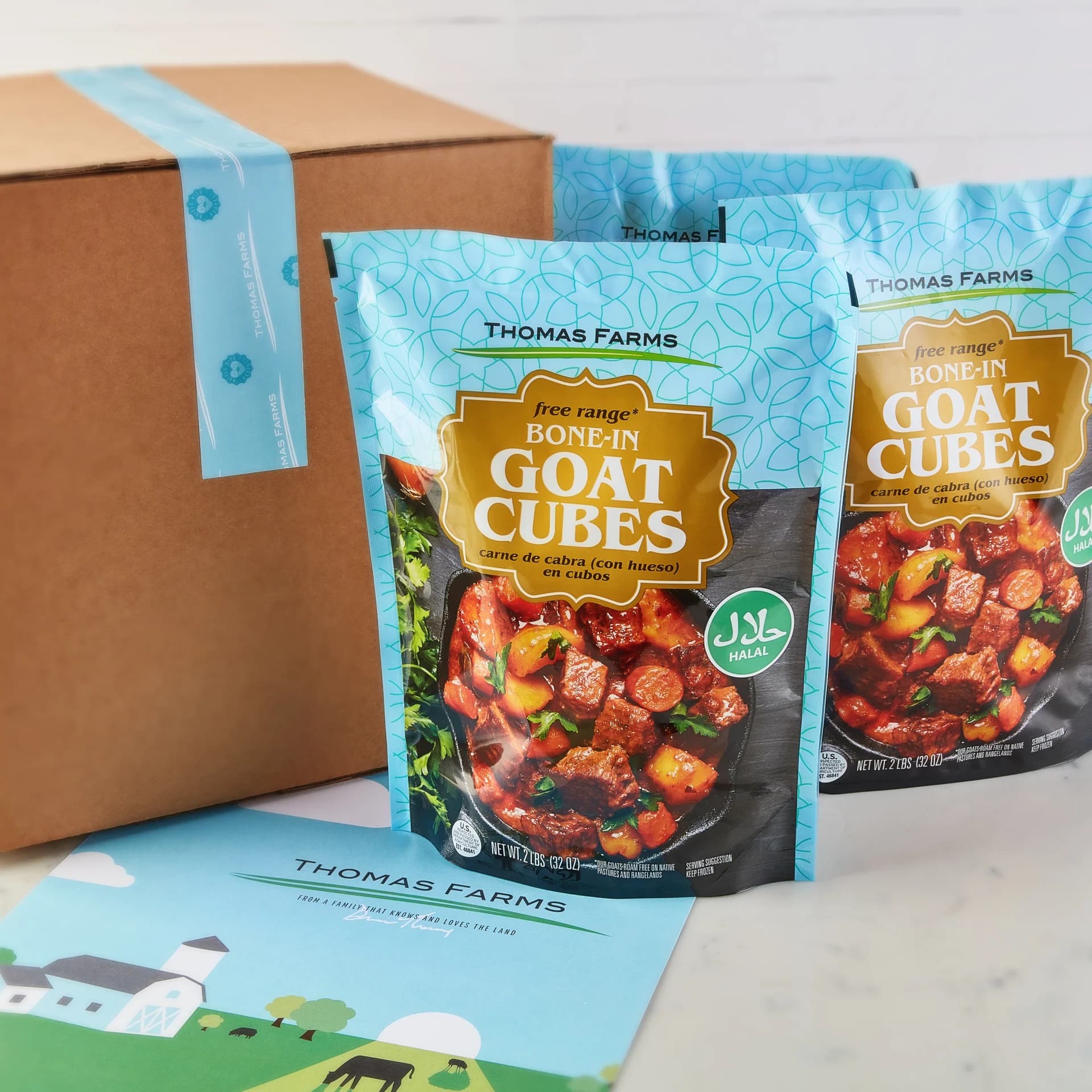 Thomas Farms Halal Bone-In Goat Cubes, 2 x 2, 15 lb. — product image 3