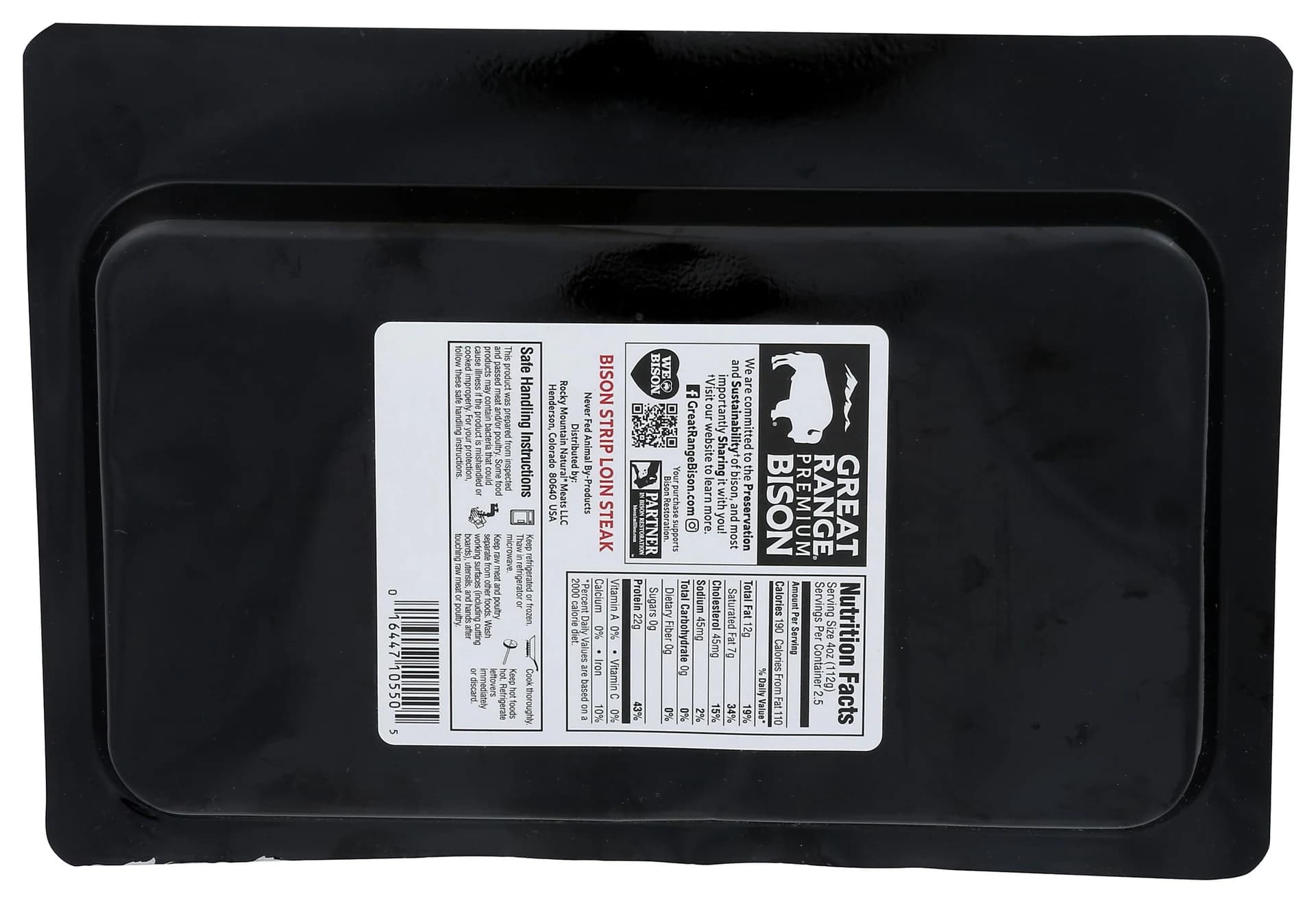 Great Range Bison Boneless Bison Strip Steak, 10 OZ — product image 2