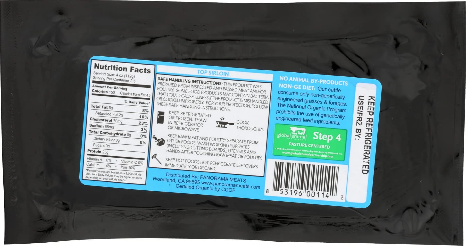 Panorama Organic 100% Grass-Fed Beef Top Sirloin Steaks — product image 2