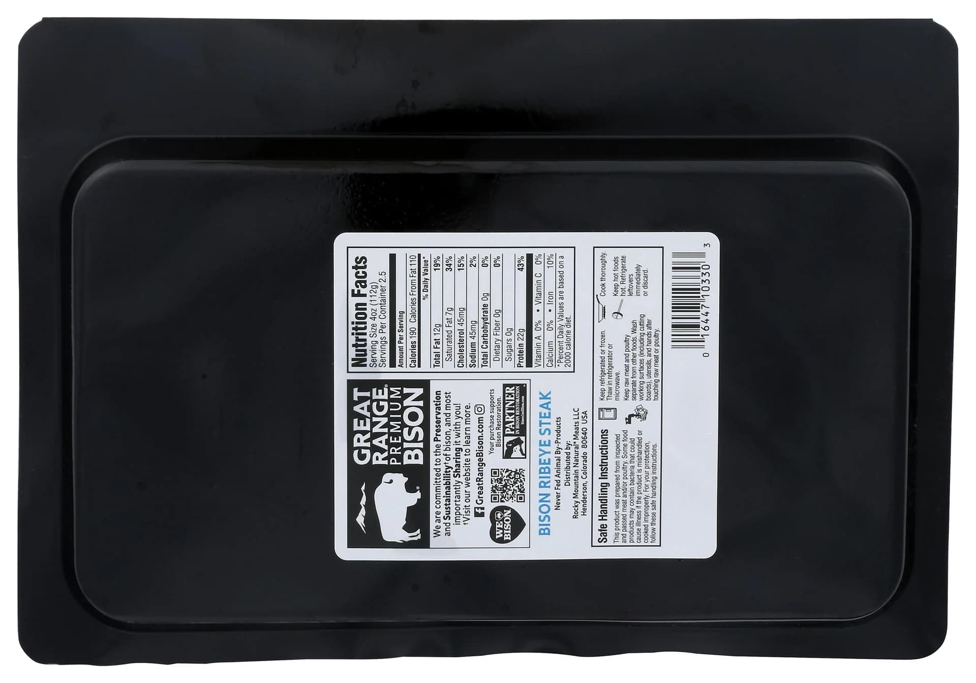Great Range Bison Bison Ribeye Steak, 10 OZ — product image 2
