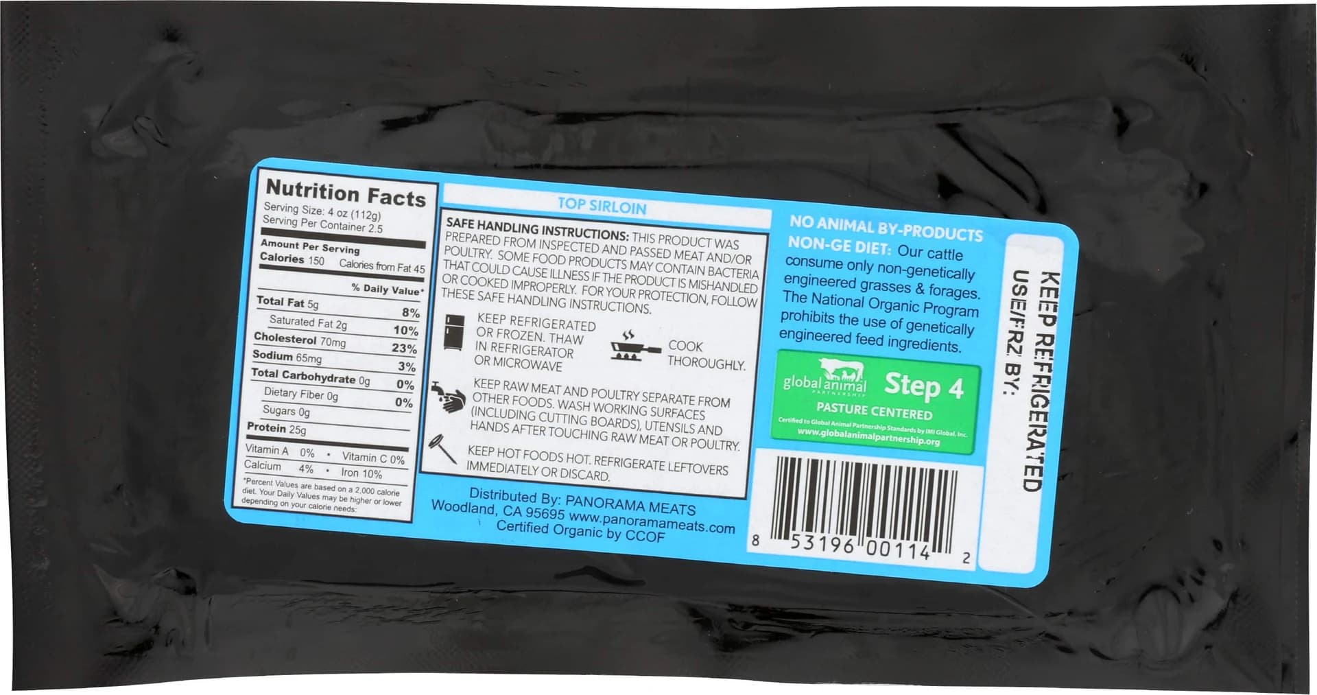 Panorama Organic 100% Grass-Fed Beef Top Sirloin Steaks — product image 4