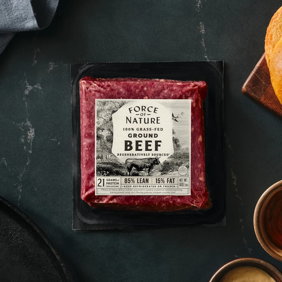 Force of Nature Meats Regenerative Ground Beef, 16 OZ — product image 6