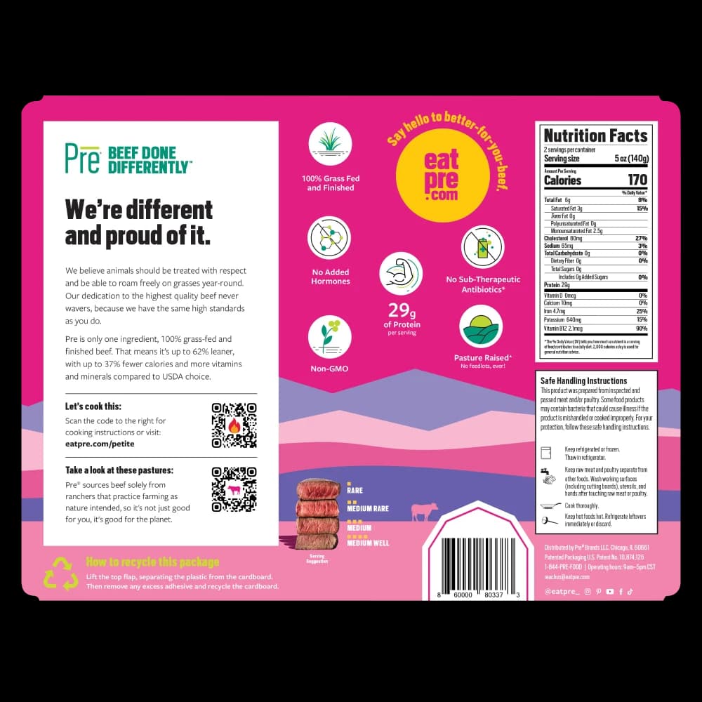 Pre® 100% Grass-Fed & Grass Finished Beef Petite Sirloin Steaks — product image 3