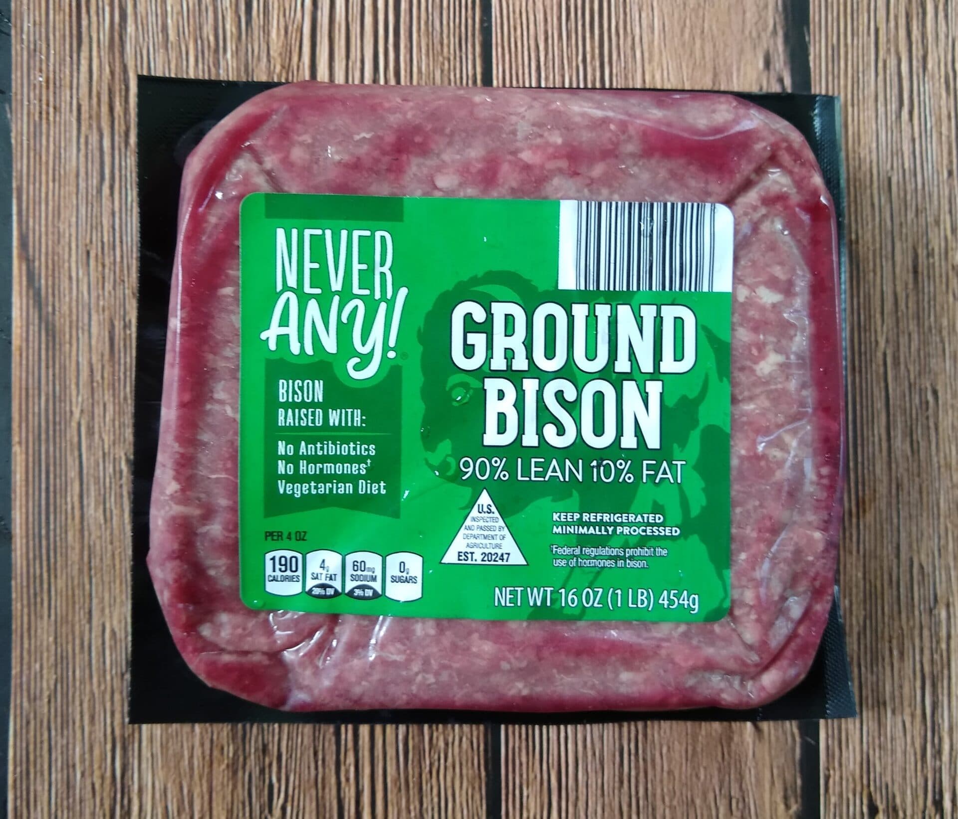 Never Any! Ground Bison 90% Lean, 1 lb — product image 1
