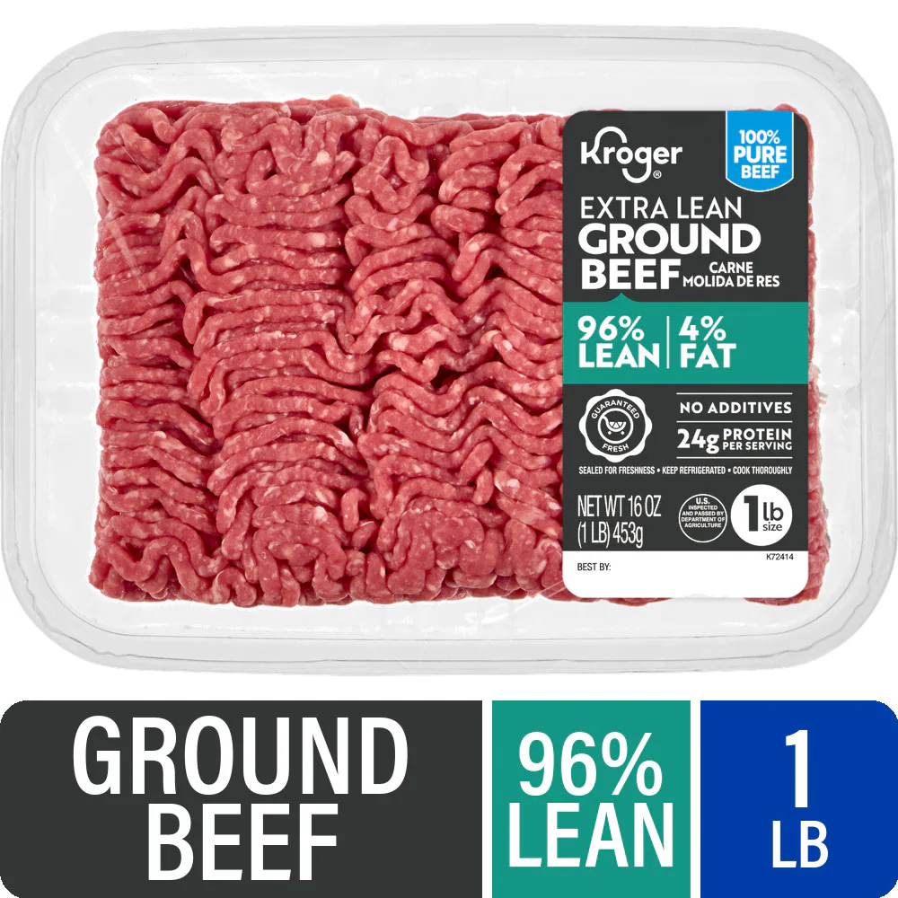 Kroger 96/4 Extra Lean Ground Beef Tray, 1 lb — product image 1