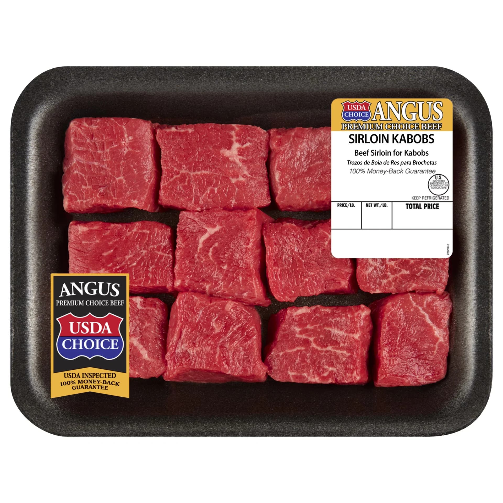 Sirloin Steak for Kabobs, Choice Angus Beef, 12 per Tray, Fresh, 0.43 - 1.2 lb — product image 1