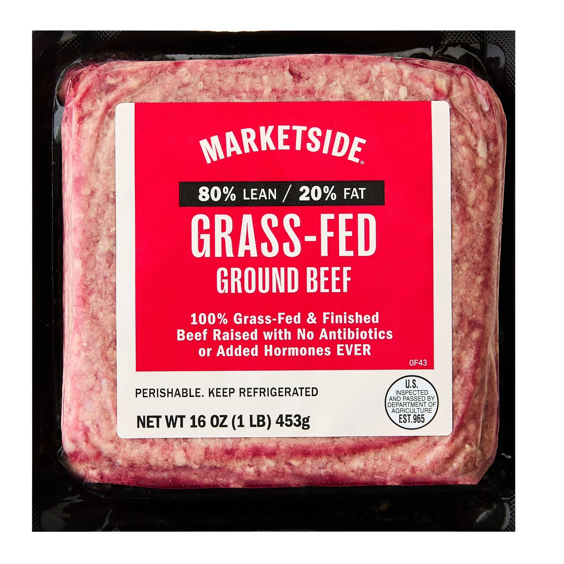 Marketside Grass-Fed Ground Beef, 80% Lean/20% Fat, 1 lb — product image 1