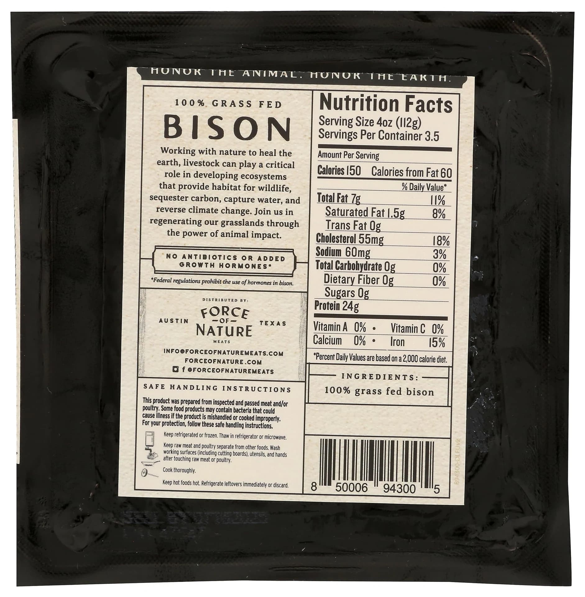 Force of Nature Meats Regenerative Ground Bison, 14 OZ — product image 4