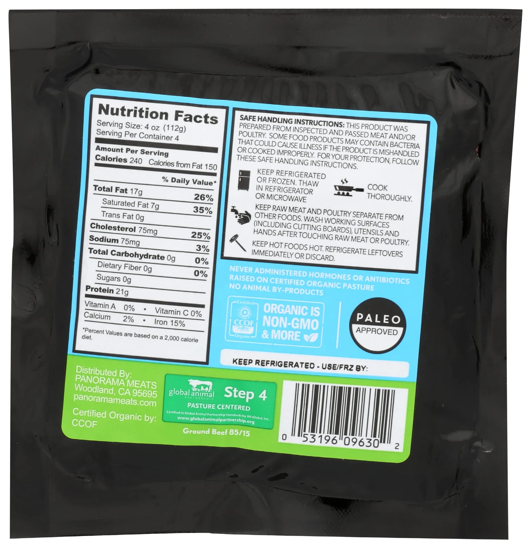 Panorama Organic Grass-Fed Ground Beef 85/15 Step 4, 16 oz — product image 1