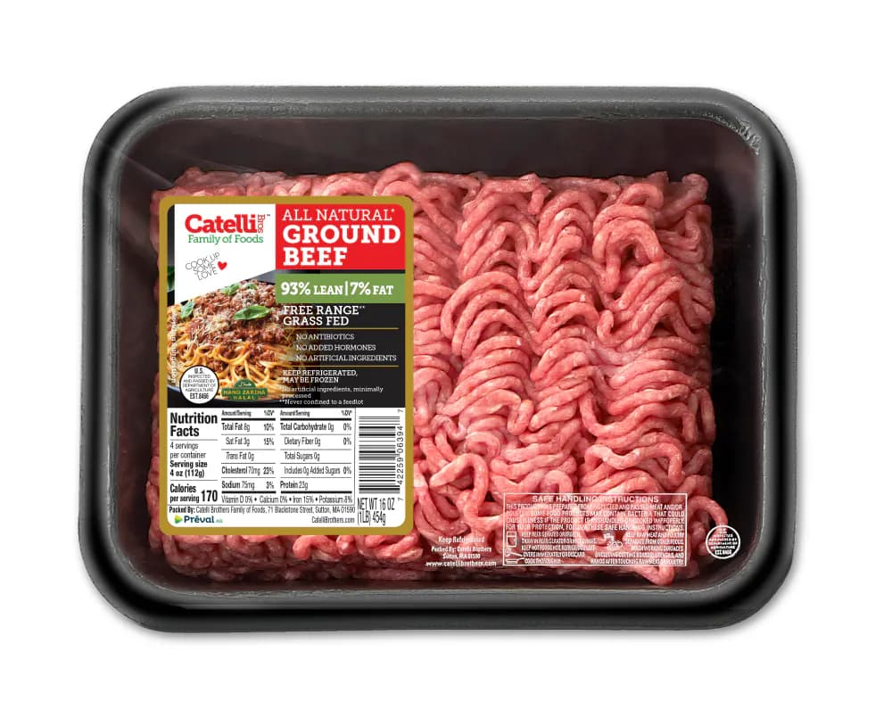 Catelli 93/7 Grass Fed Ground Beef, 1 lb — product image 1