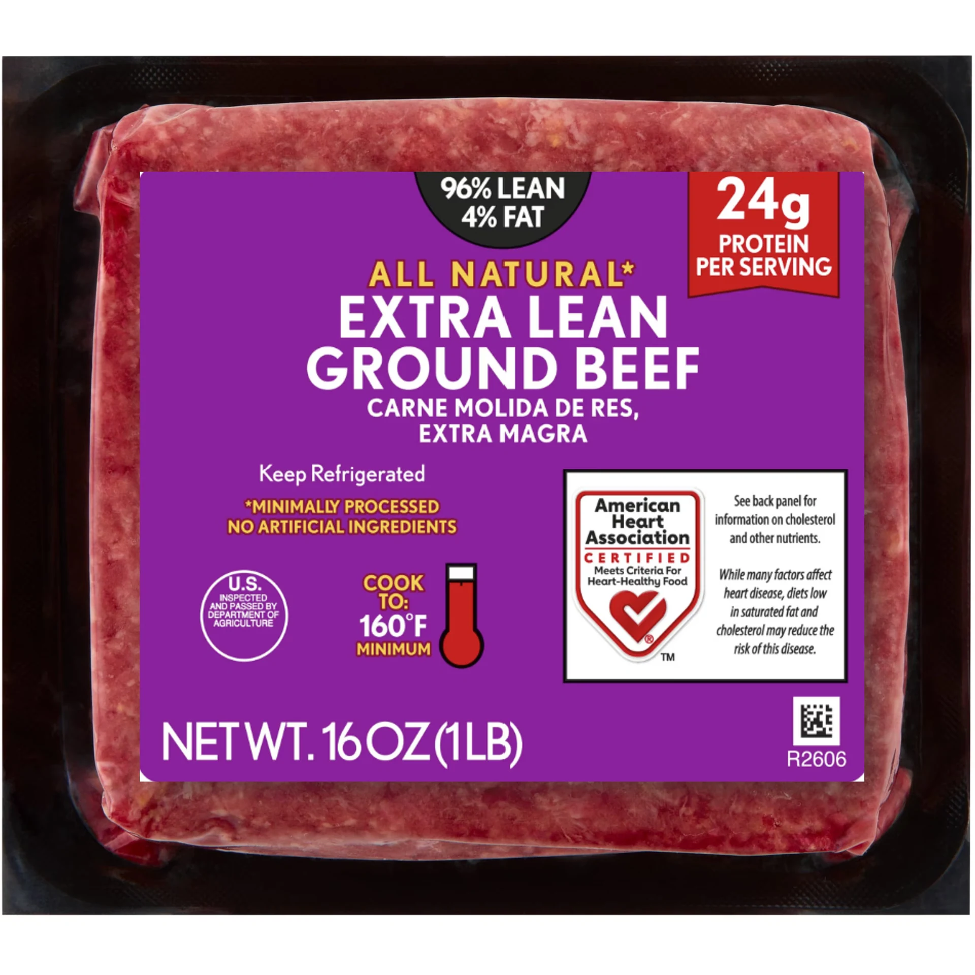 All Natural Extra Lean Ground Beef 96% Lean/4% Fat, 1 lb — product image 1