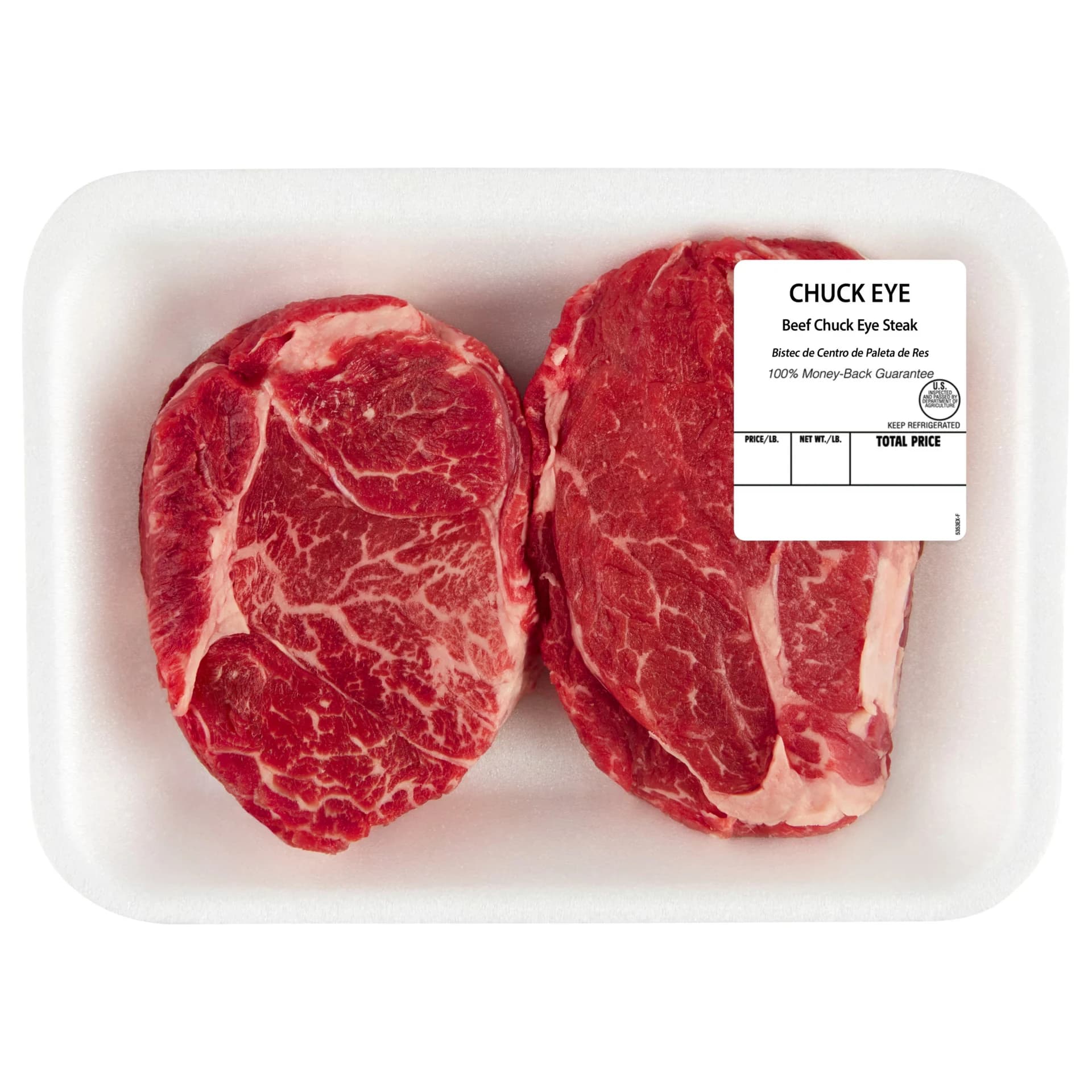 Chuck Eye Beef Steak, 2 per Tray, Fresh, 0.43 - 2.05 lb — product image 1