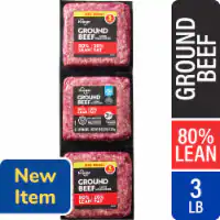 Kroger 80/20 Ground Beef Packs, 3 x 1 lb — product image 1