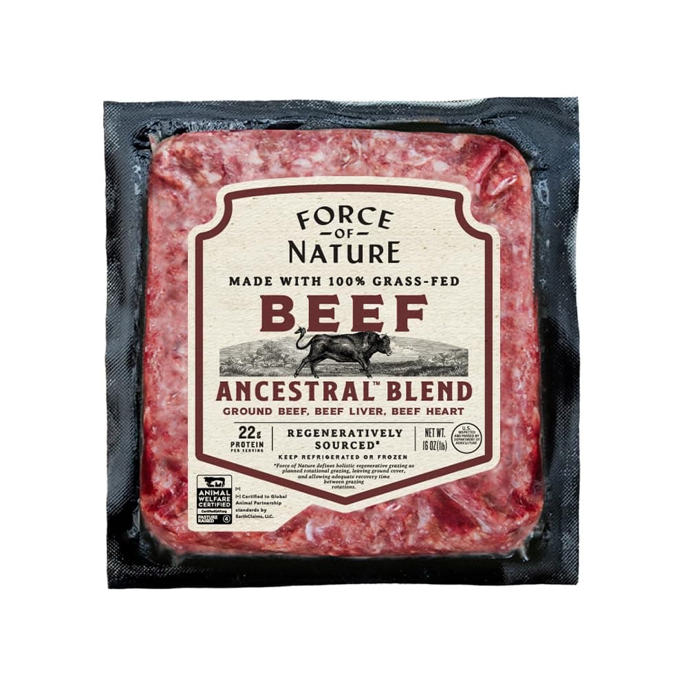 Force of Nature Meats 100% Grass-fed Ground Beef Ancestral Blend | Beef with Liver & Heart | Regenerative | 16oz — product image 3