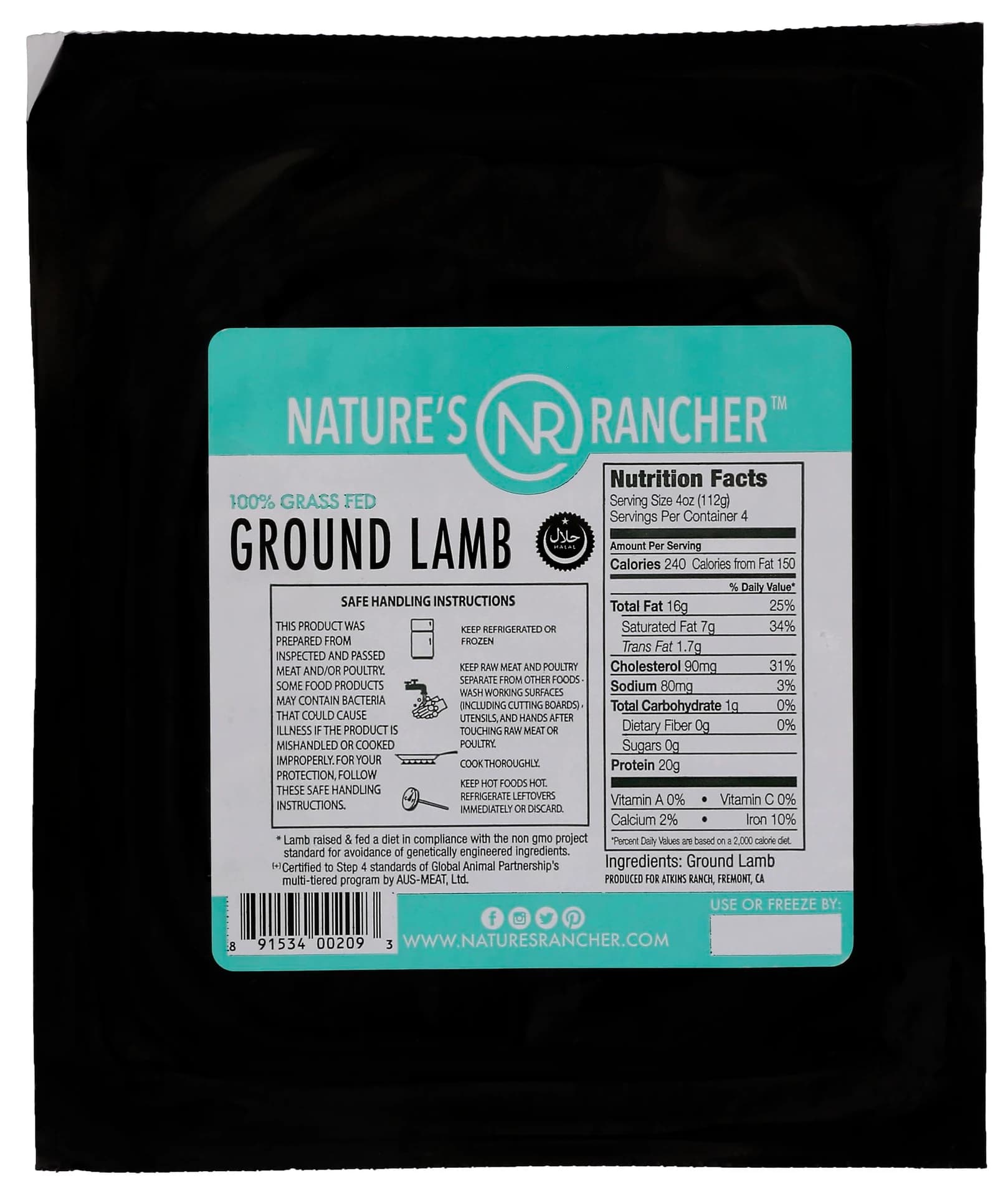 Nature's Rancher All Natural 100% Grass-Fed Ground Lamb, 1 lb — product image 2