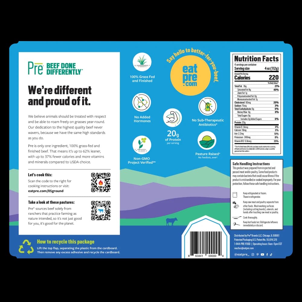 Pre® Grass Fed & Finished Ground Beef 85% Lean 15% Fat — product image 2