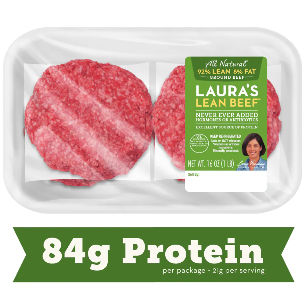Laura's Lean 92/8 Ground Beef Patties, 16 oz — product image 1