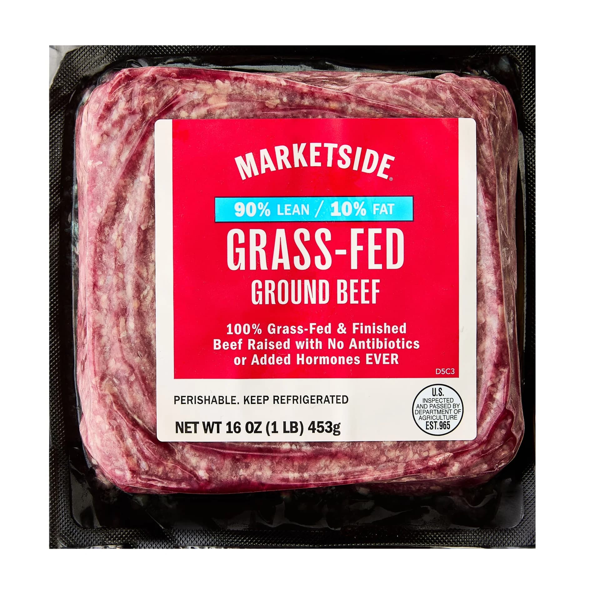 Marketside Grass-Fed Ground Beef, 90% Lean/10% Fat, 1 lb — product image 1