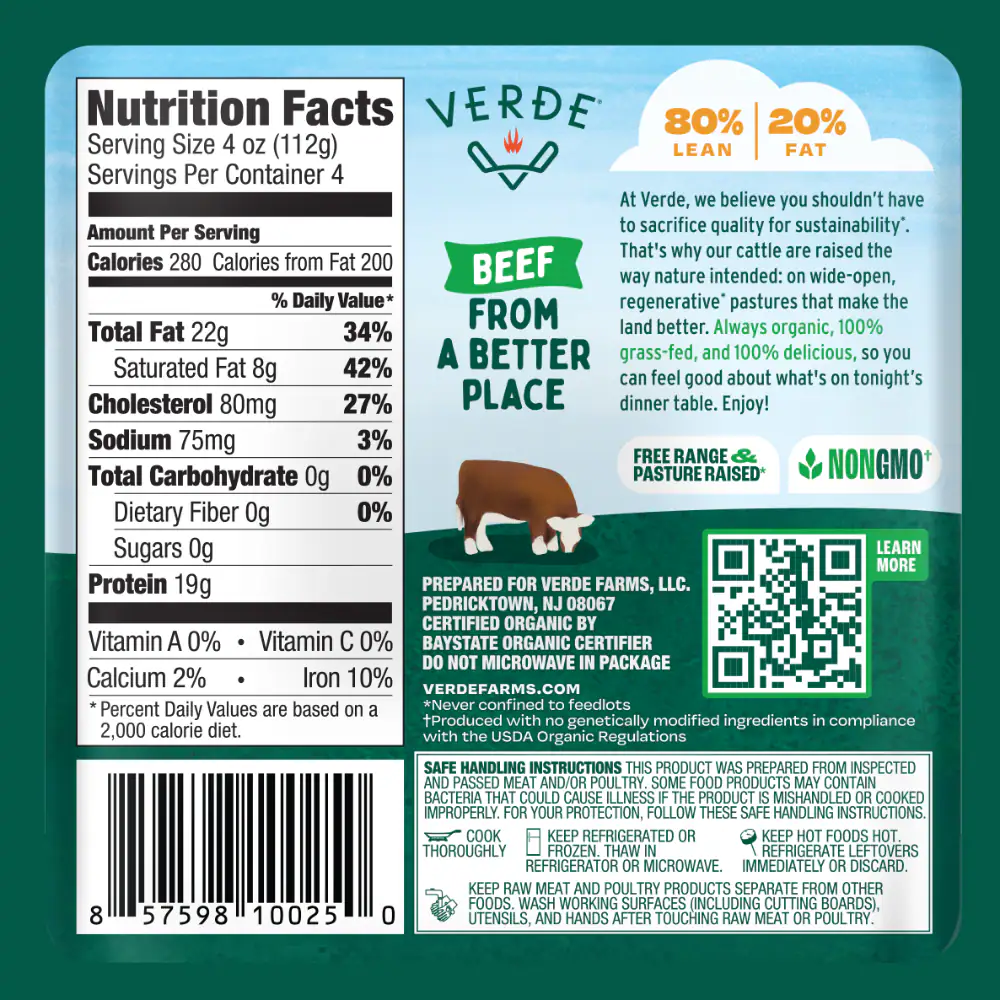 Verde® Organic Grass-Fed 80/20 Ground Beef — product image 4
