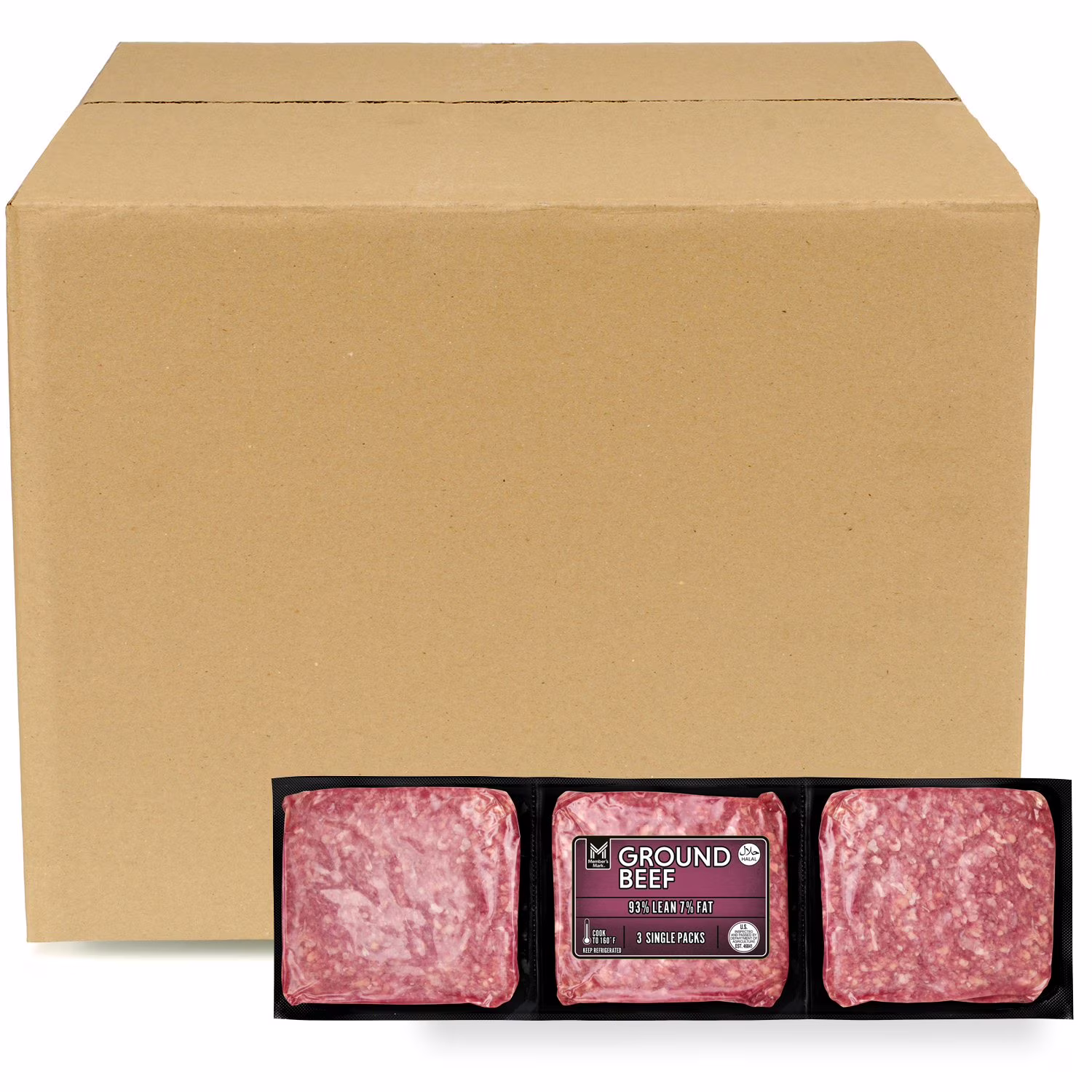 Member's Mark 93/7 Halal Ground Beef, Case — product image 1