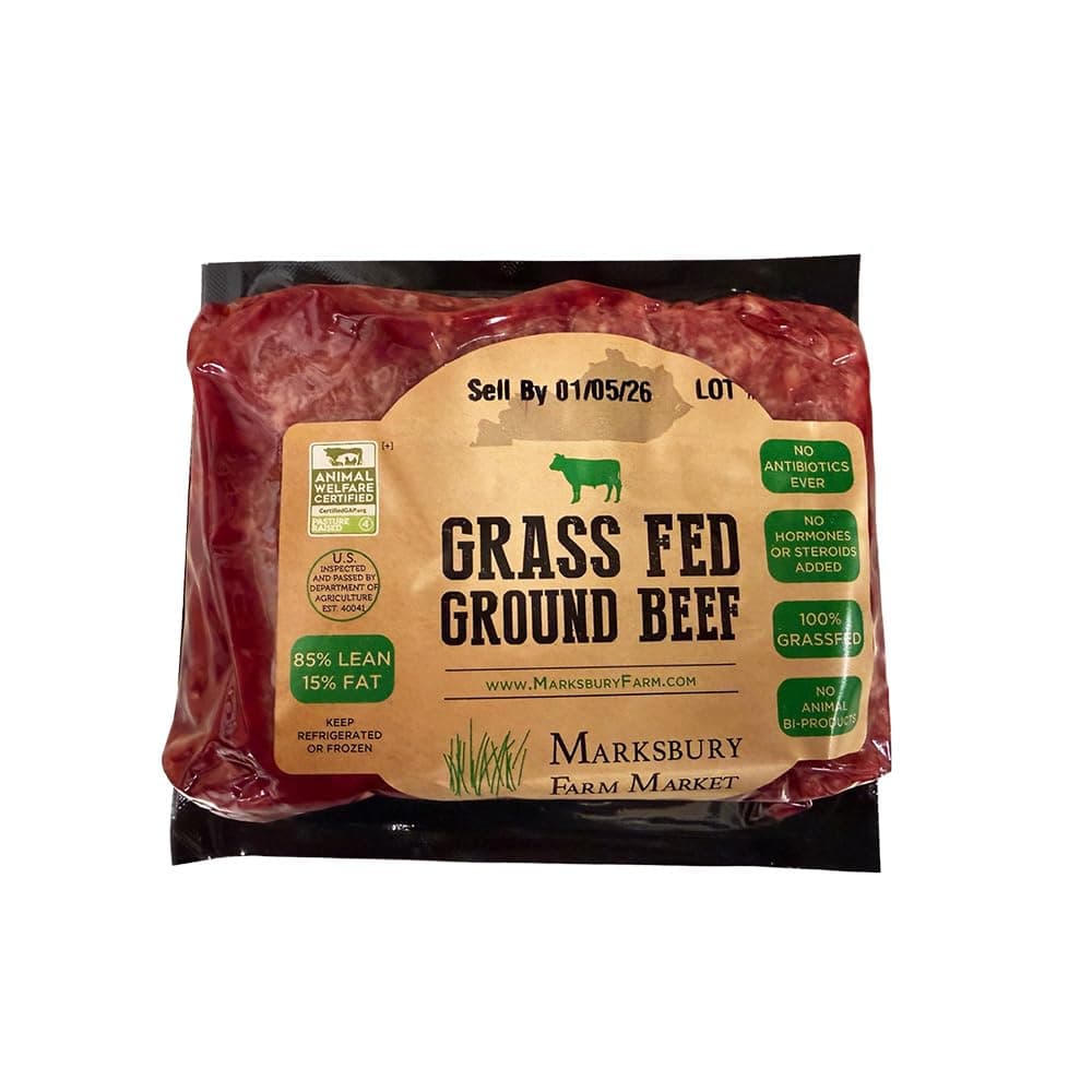 Marksbury Farm Market, Beef Ground 85/15 Brick Grass Fed Step 4, 16 Ounce — product image 1