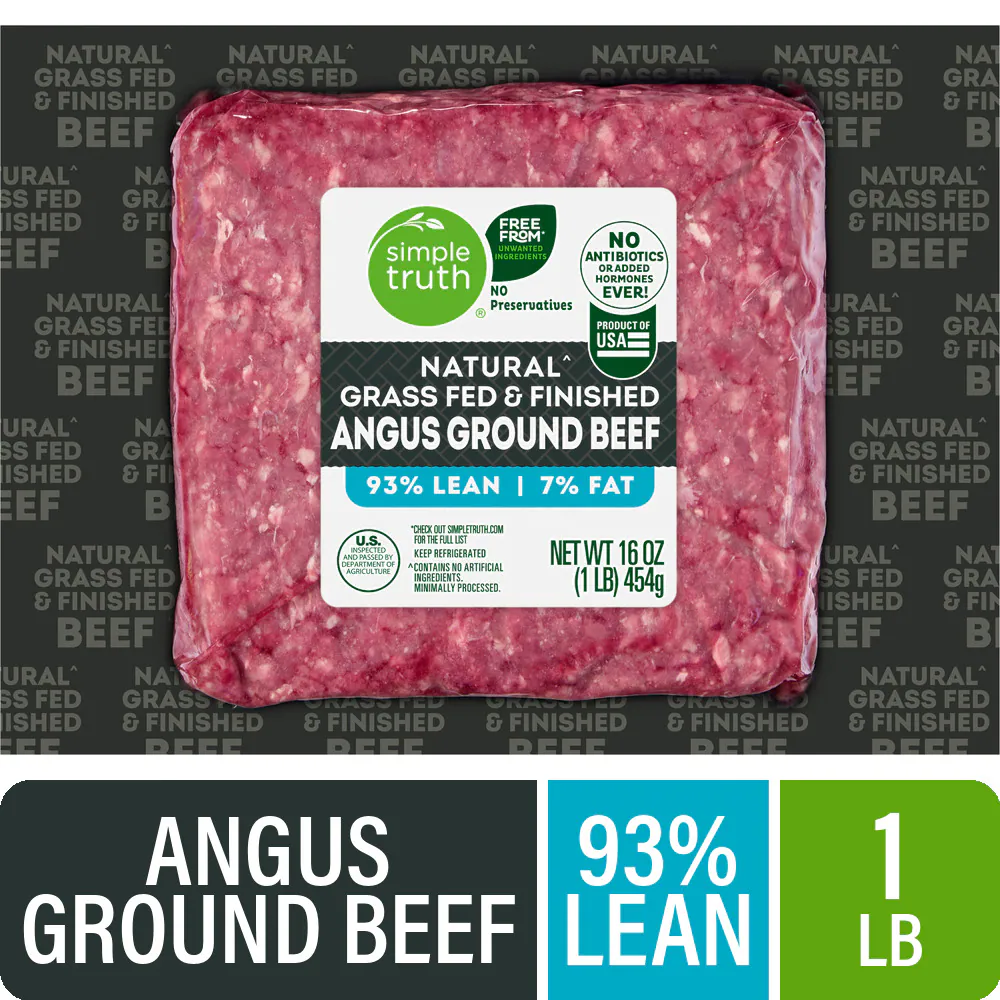 Simple Truth 93/7 Natural Grass Fed Angus Ground Beef 1 LB Pack — product image 1